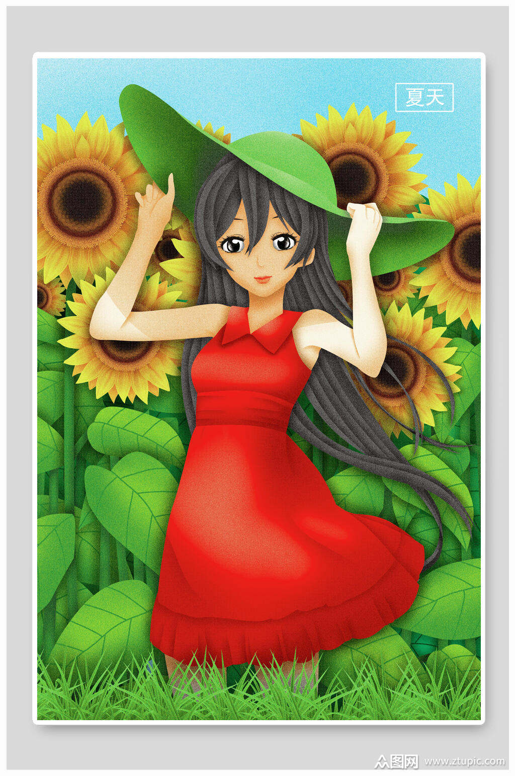 向日葵少女动漫_向日葵动漫少女画画教程_向日葵动漫少女怎么画